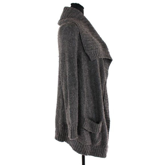 Vince Charcoal Gray Open Front Baby Alpaca Wool Blend Cardigan M Knit Sweater - Picture 2 of 7